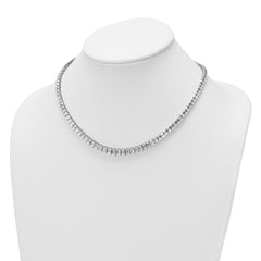 14k White Gold 29 1/6 carat Lab Grown Diamond VS+ F+ Complete 17 inch Emerald Graduated Tennis Necklace