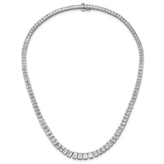14k White Gold 29 1/6 carat Certified Lab Grown Diamond VS/SI+ G+ Complete 17 inch Emerald Graduated Tennis Necklace