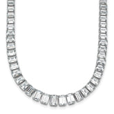14k White Gold 29 1/6 carat Lab Grown Diamond VS/SI+ G+ Complete 17 inch Emerald Graduated Tennis Necklace