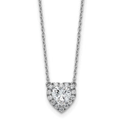 14k White Gold 1 1/5 carat Lab Grown Diamond VS/SI+ G+ Complete 18 inch Halo Heart Necklace