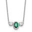14k White Gold 1 1/8 carat Lab Grown Diamond VS/SI+ G+ and Created Emerald Complete Three Stone 16 inch Necklace