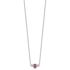 14k White Gold 1 1/8 carat Lab Grown Diamond VS/SI+ G+ and Created Ruby Complete Three Stone 16 inch Necklace