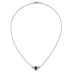 14k White Gold 1 1/8 carat Lab Grown Diamond VS/SI+ G+ and Created Sapphire Complete Three Stone 16 inch Necklace