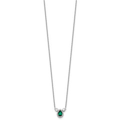 14k White Gold 1/2 carat Lab Grown Diamond VS/SI+ G+ and Created Emerald Complete Three Stone 16 inch Necklace