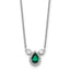 14k White Gold 1/2 carat Lab Grown Diamond VS/SI+ G+ and Created Emerald Complete Three Stone 16 inch Necklace
