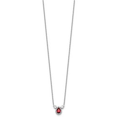 14k White Gold 1/2 carat Lab Grown Diamond VS/SI+ G+ and Created Ruby Complete Three Stone 16 inch Necklace