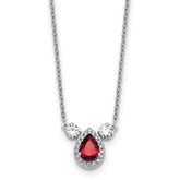 14k White Gold 1/2 carat Lab Grown Diamond VS/SI+ G+ and Created Ruby Complete Three Stone 16 inch Necklace