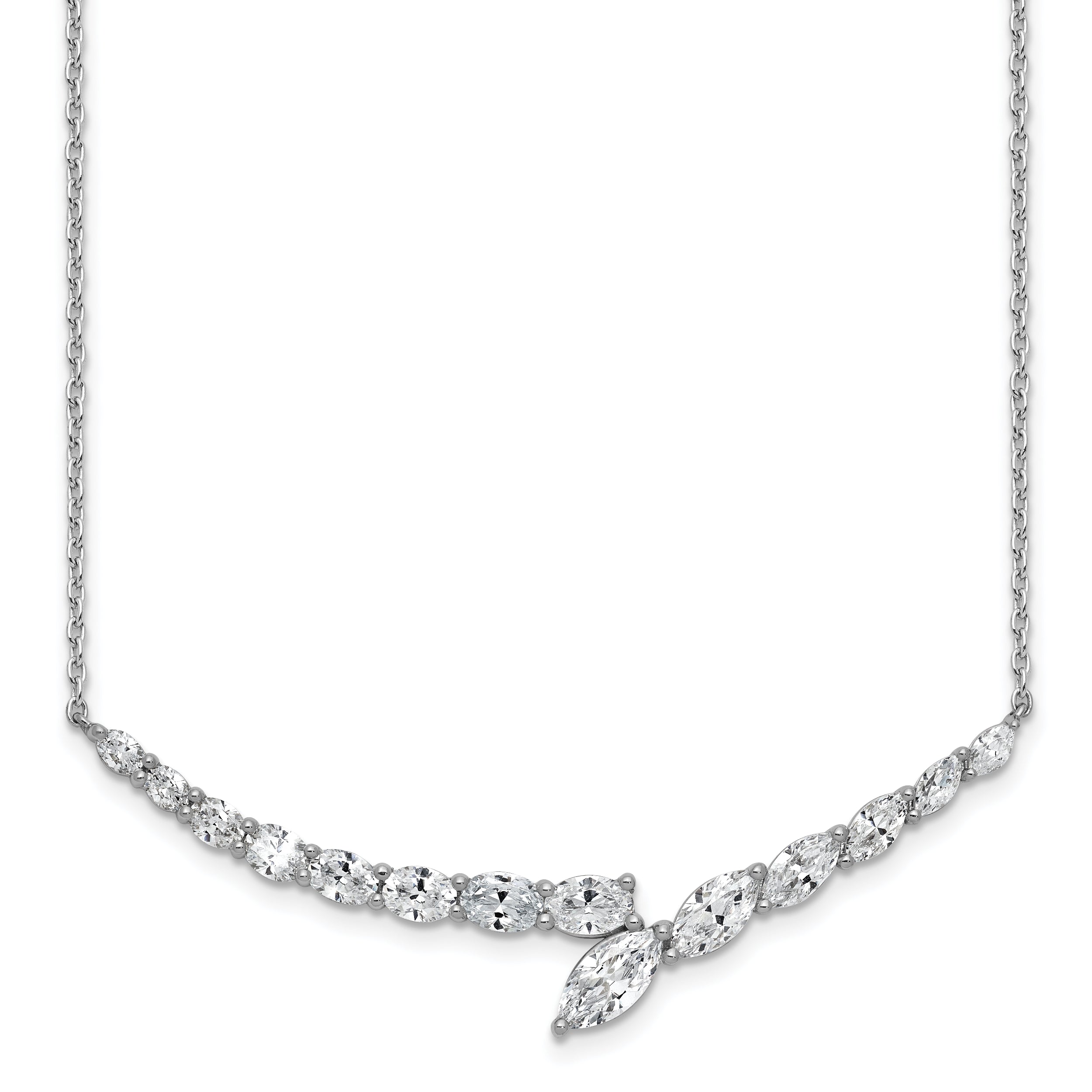 14k White Gold 4 carat Lab Grown Diamond VS/SI+ G+ Complete 16 inch Fashion Bar Necklace
