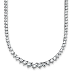 14k White Gold 10 carat Certified Lab Grown Diamond VS/SI+ G+ Complete Round 16 inch Graduated Tennis Necklace