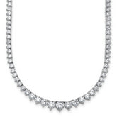 14k White Gold 10 7/8 carat Certified Lab Grown Diamond VS+ F+ Complete Round 18 inch Graduated Tennis Necklace