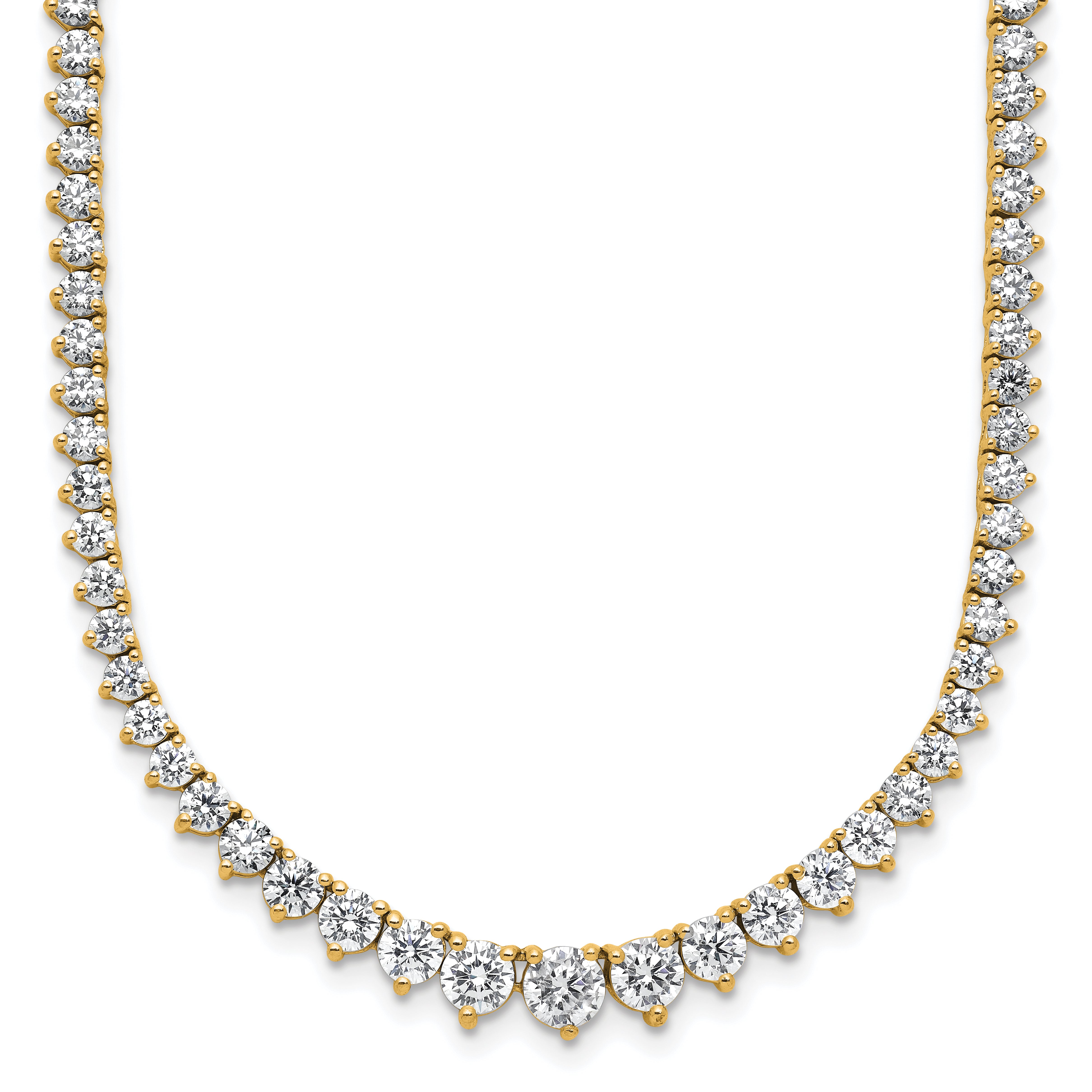 14k 11 5/8 carat Lab Grown Diamond VS+ F+ Complete Round 20 inch Graduated Tennis Necklace