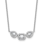 14k White Gold 3/4 carat Lab Grown Diamond VS+ F+ Complete 18 inch Three Stone Fashion Necklace