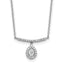 14K White Gold 1/4 carat Diamond Bar with Dangle Pear Halo 18 inch Necklace