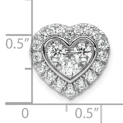 14k White Gold 7/8 carat Lab Grown Diamond VS/SI+ G+ Complete Halo Heart Chain Slide Pendant