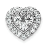 14k White Gold 7/8 carat Lab Grown Diamond VS/SI+ G+ Complete Halo Heart Chain Slide Pendant