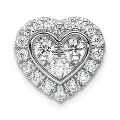 14k White Gold 7/8 carat Lab Grown Diamond VS/SI+ G+ Complete Halo Heart Chain Slide Pendant