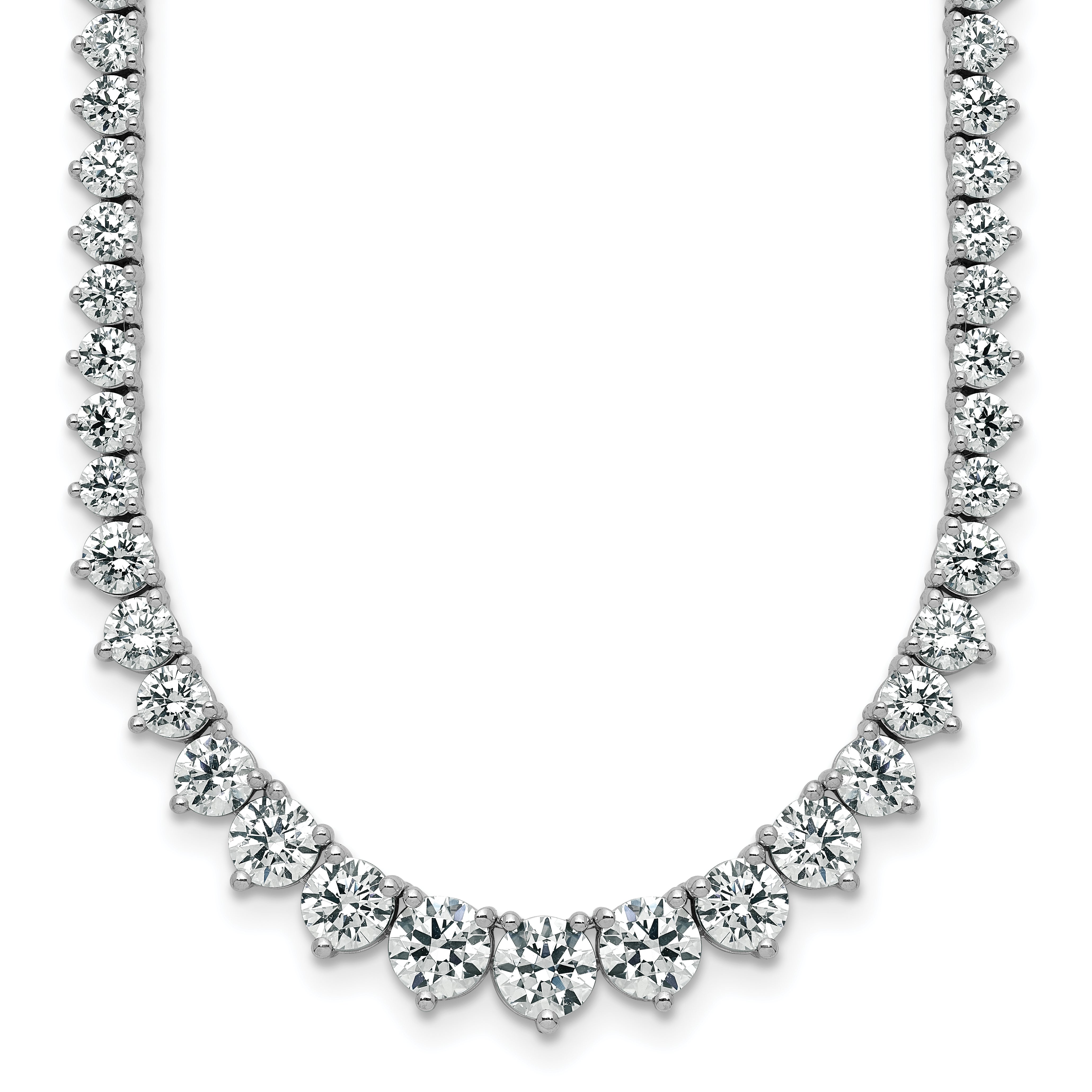 14k White Gold 16 1/3 carat Certified Lab Grown Diamond VS/SI+ G+ Complete Round 18 inch Graduated Tennis Necklace