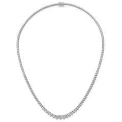 14k White Gold 11 5/8 carat Lab Grown Diamond VS+ F+ Complete Round 20 inch Graduated Tennis Necklace
