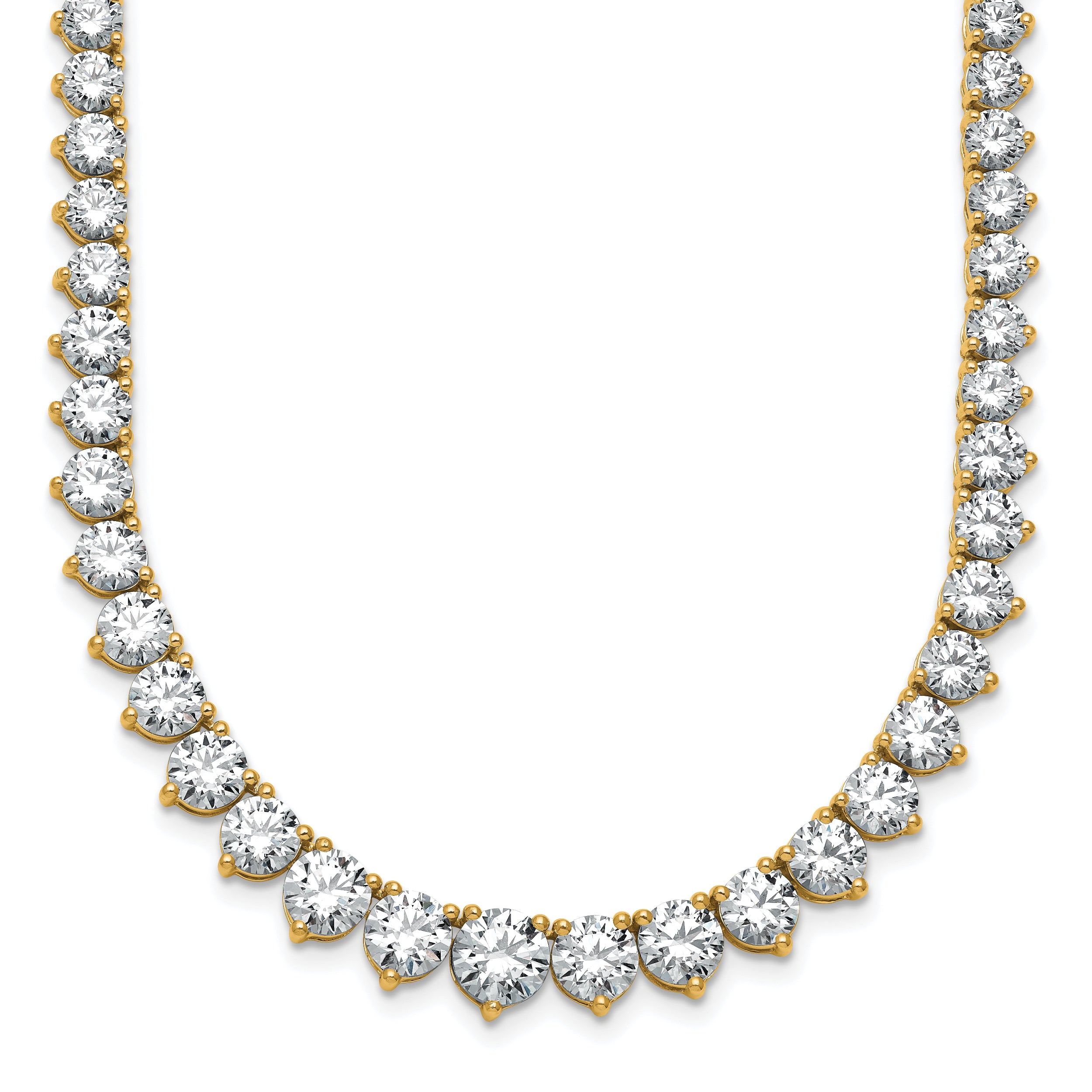 14k 25 3/8 carat Lab Grown Diamond VS+ F+ Complete Round 16 inch Graduated Tennis Necklace