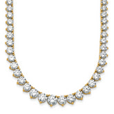 14k 25 3/8 carat Lab Grown Diamond VS+ F+ Complete Round 16 inch Graduated Tennis Necklace