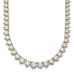 14k 25 3/8 carat Lab Grown Diamond VS+ F+ Complete Round 16 inch Graduated Tennis Necklace