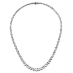 14k White Gold 26 3/4 carat Certified Lab Grown Diamond VS+ F+ Complete Round 18 inch Graduated Tennis Necklace
