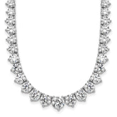 14k White Gold 26 3/4 carat Certified Lab Grown Diamond VS+ F+ Complete Round 18 inch Graduated Tennis Necklace