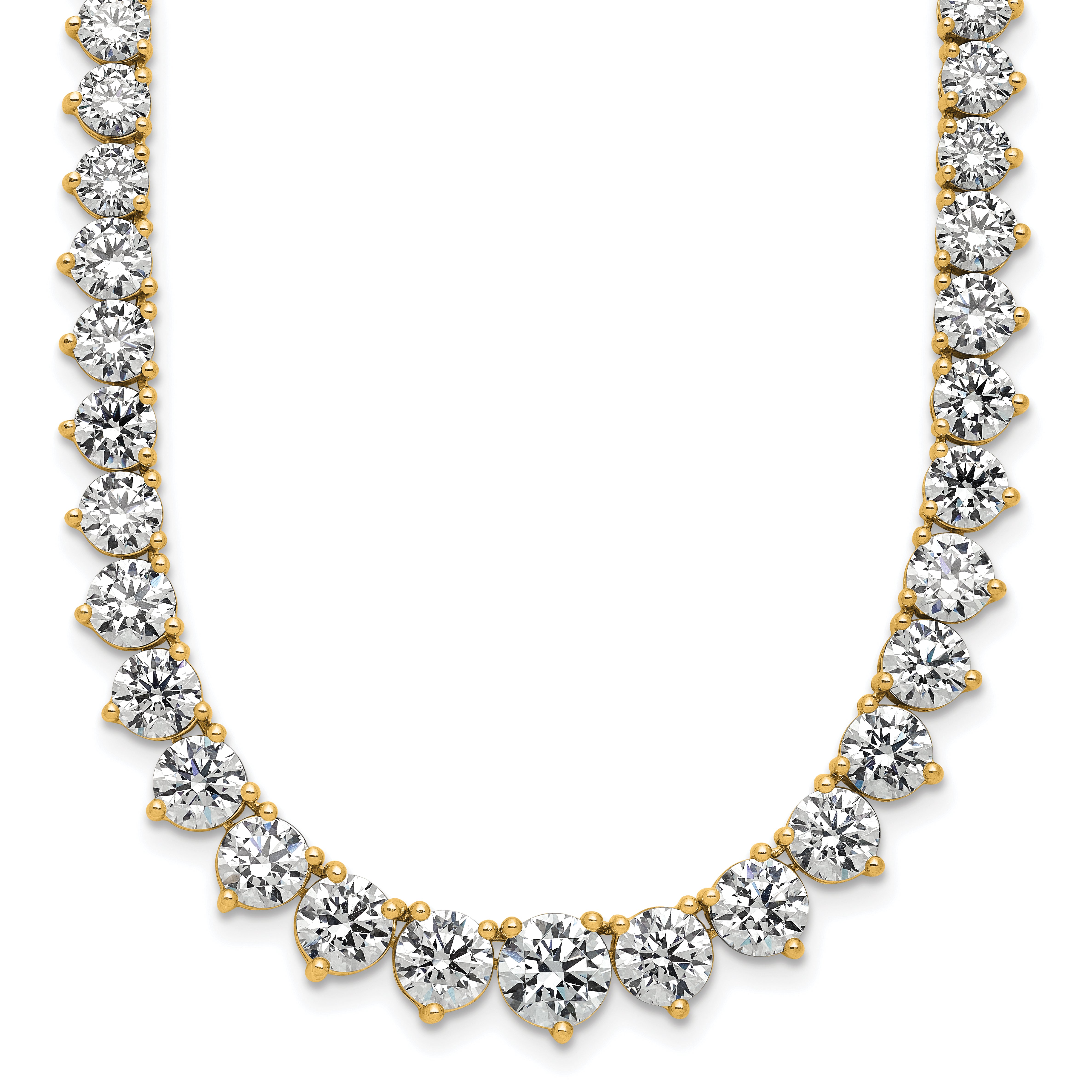 14k 27 3/4 carat Lab Grown Diamond VS/SI+ G+ Complete Round 16 inch Graduated Tennis Necklace