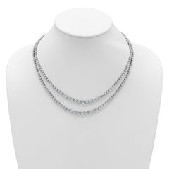 14k White Gold 14 7/8 carat Certified Lab Grown Diamond VS+ F+ Complete 18 inch Graduated Layered Tennis Necklace
