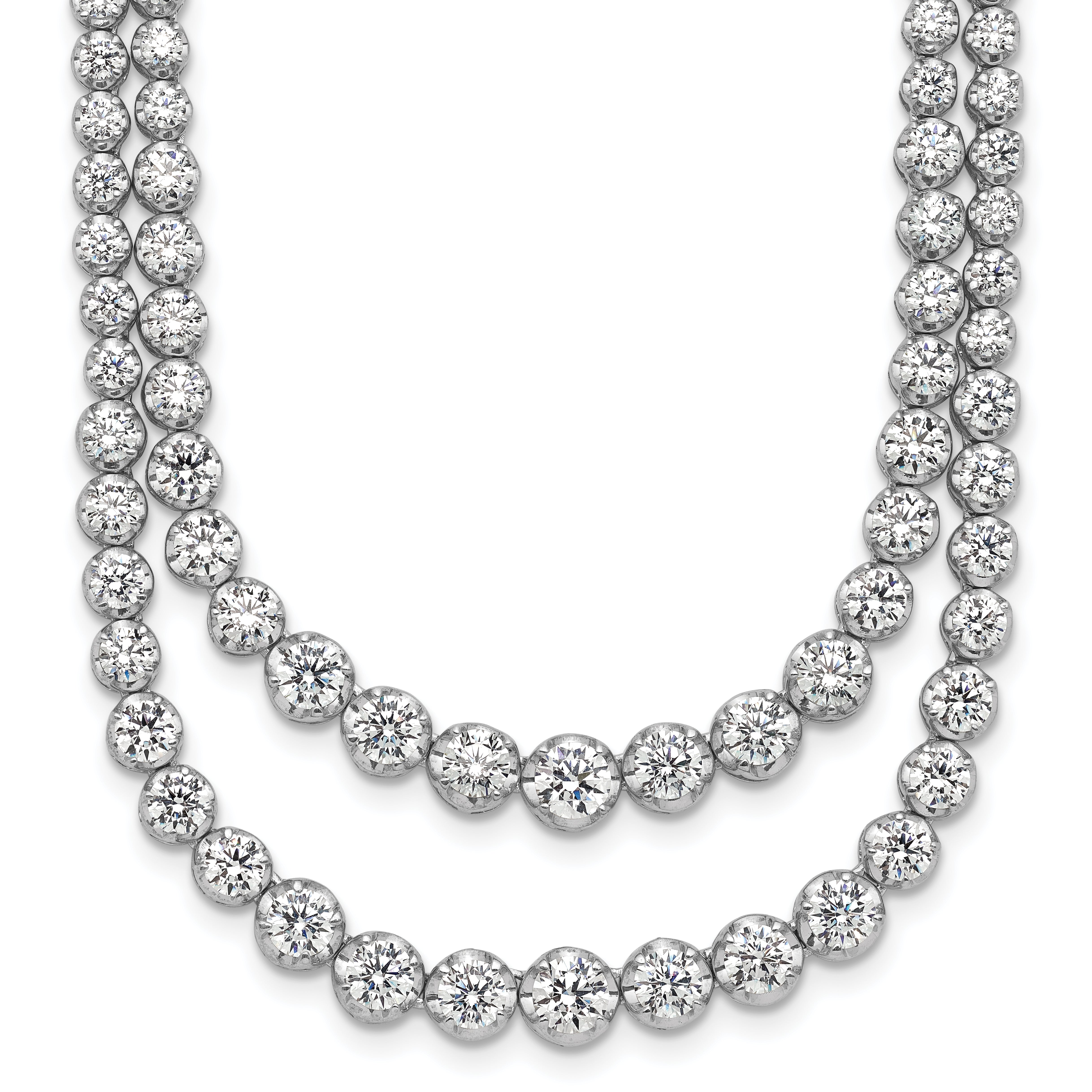 14k White Gold 14 7/8 carat Certified Lab Grown Diamond VS/SI+ G+ Complete 18 inch Graduated Layered Tennis Necklace