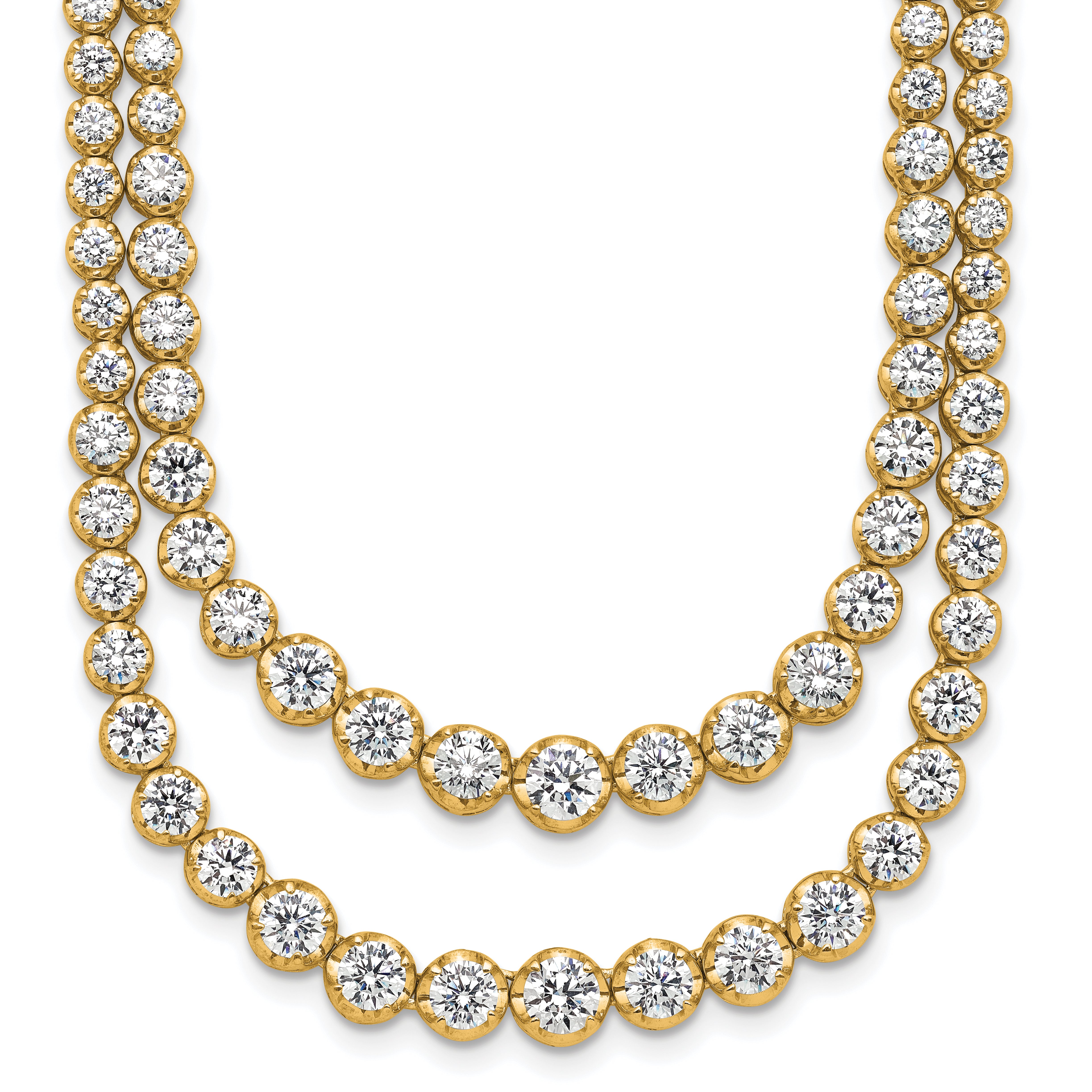 14k 14 7/8 carat Certified Lab Grown Diamond VS/SI+ G+ Complete 18 inch Graduated Layered Tennis Necklace