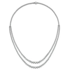 14k White Gold 15 1/2 carat Lab Grown Diamond VS+ F+ Complete 20 inch Graduated Layered Tennis Necklace