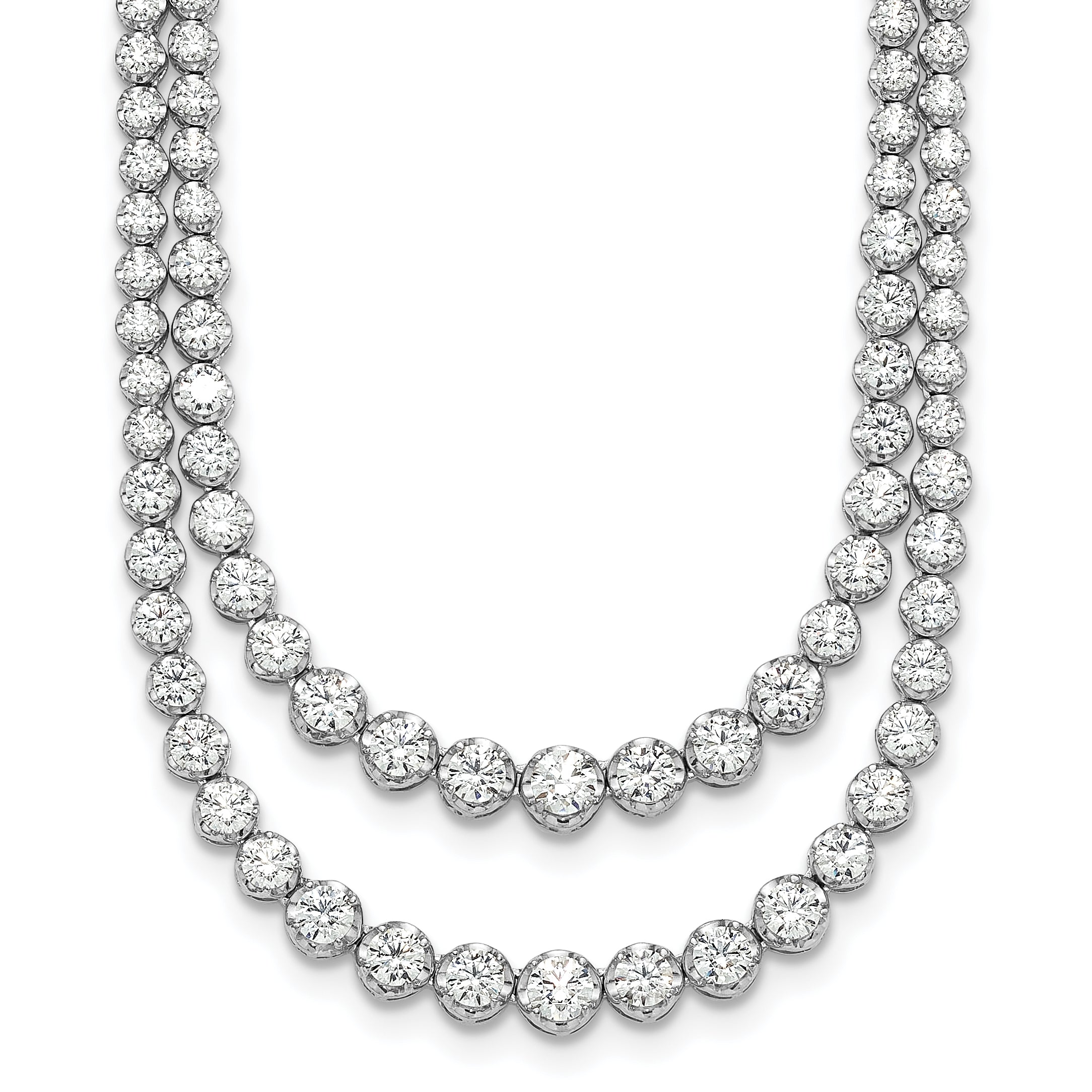 14k White Gold 15 1/2 carat Lab Grown Diamond VS/SI+ G+ Complete 20 inch Graduated Layered Tennis Necklace