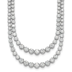 14k White Gold 15 1/2 carat Certified Lab Grown Diamond VS+ F+ Complete 20 inch Graduated Layered Tennis Necklace