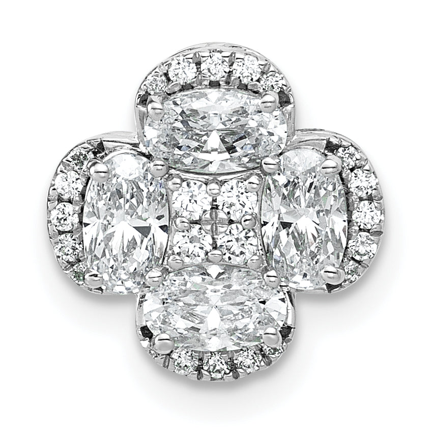 14k White Gold 1 1/8 carat Lab Grown Diamond VS/SI+ G+ Complete Cluster Chain Slide Pendant