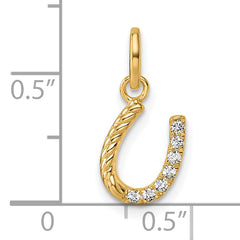 14k Polished Diamond Beaded Horseshoe Pendant