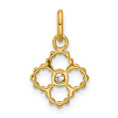 14K Polished 1/20 carat Diamond Beaded Floral Pendant