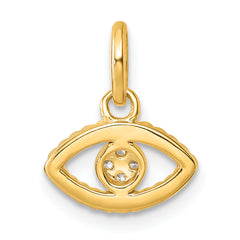 14K Polished Diamond Twisted Evil Eye Pendant