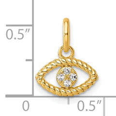 14K Polished Diamond Twisted Evil Eye Pendant