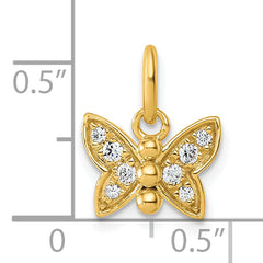 14K Polished Diamond Butterfly Pendant