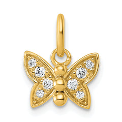 14K Polished Diamond Butterfly Pendant