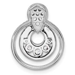 14K White Gold Polished 5/8 carat Diamond Layered Circles Doorknocker Chain Slide