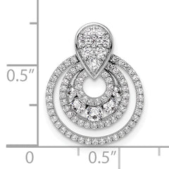 14K White Gold Polished 5/8 carat Diamond Layered Circles Doorknocker Chain Slide