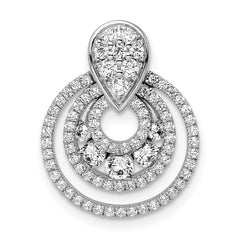 14K White Gold Polished 5/8 carat Diamond Layered Circles Doorknocker Chain Slide