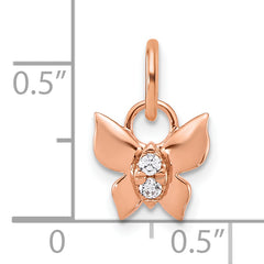 14K Rose Gold Polished Diamond Butterfly Charm