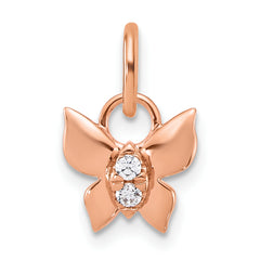 14K Rose Gold Polished Diamond Butterfly Charm
