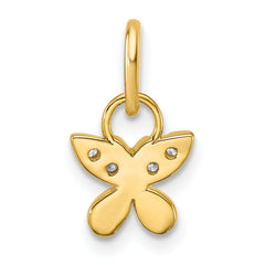 14K Polished Diamond Butterfly Charm