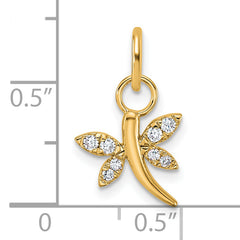 14K Polished Diamond Dragonfly Charm