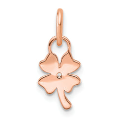 14K Rose Gold Polished Diamond Four Leaf Clover Charm