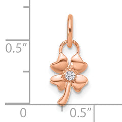 14K Rose Gold Polished Diamond Four Leaf Clover Charm